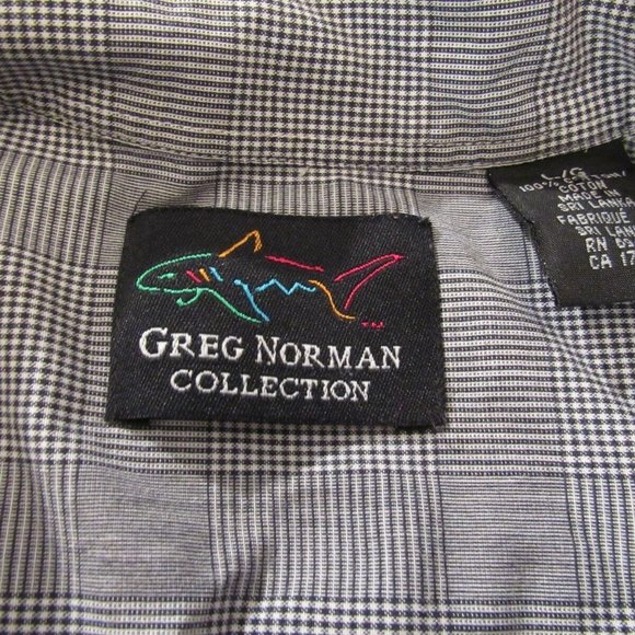 Greg Norman Collection Shirt Men's Sz L Short Sleeve Gray Plaid Button Front EUC - Picture 8 of 10